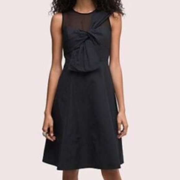 Kate Spade Bow Front Faille Midi Cocktail Dress - Black - size 0 - Picture 8 of 8
